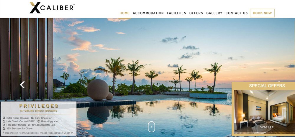 Sample hotel website design 03, shown on desktop
