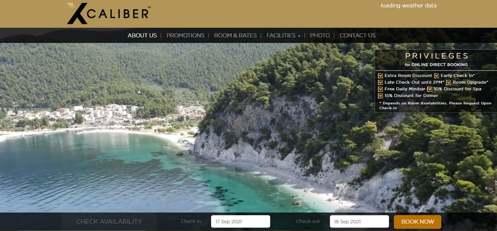 Sample hotel website design 05, shown on desktop